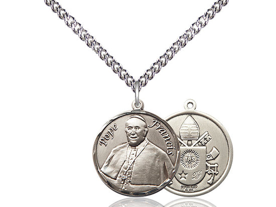 Collar Del Papa Francisco De Plata De Ley Con Cadena De Plata De Ley