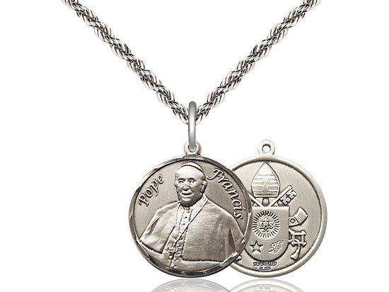 Collar Del Papa Francisco De Plata De Ley Con Cadena De Plata De Ley