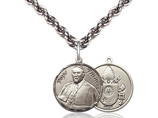 Collar Del Papa Francisco De Plata De Ley Con Cadena De Plata De Ley