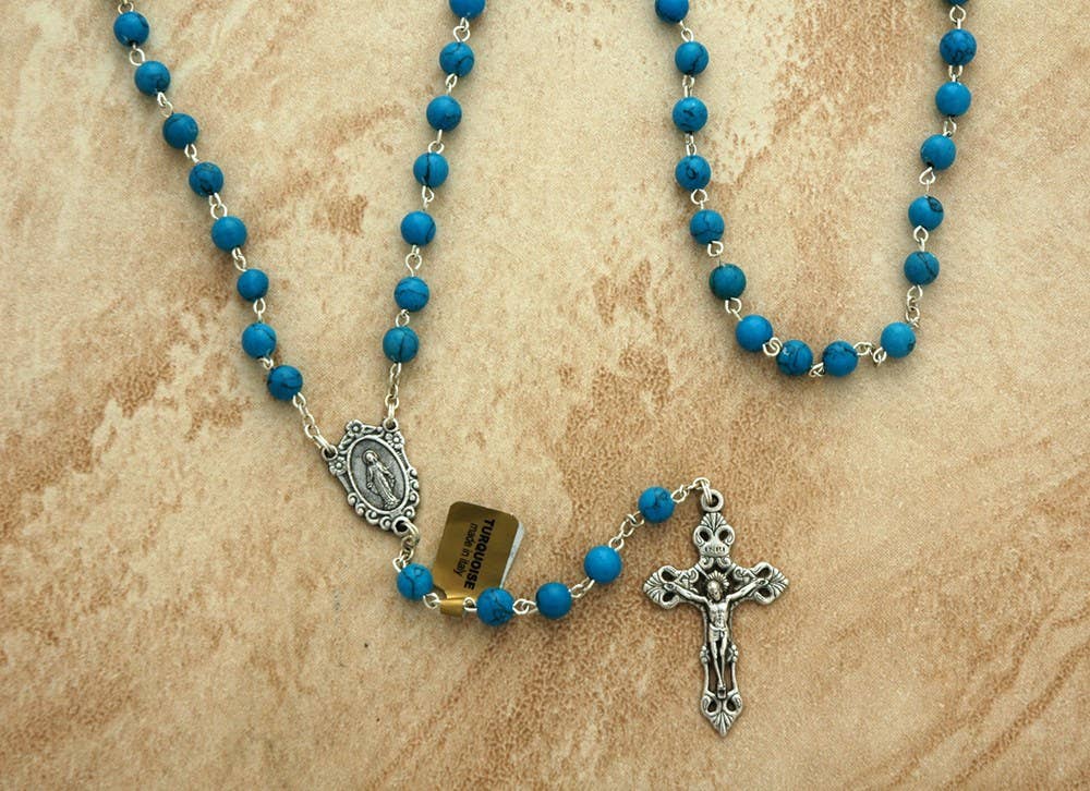 Italian Rosary Turquoise with black box