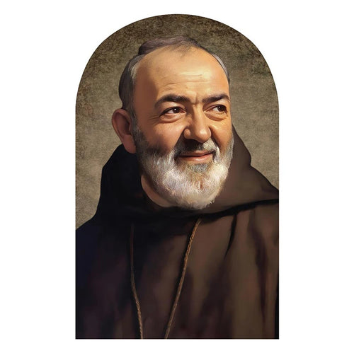 St. Padre Pio Arched Wood Plaque 8"