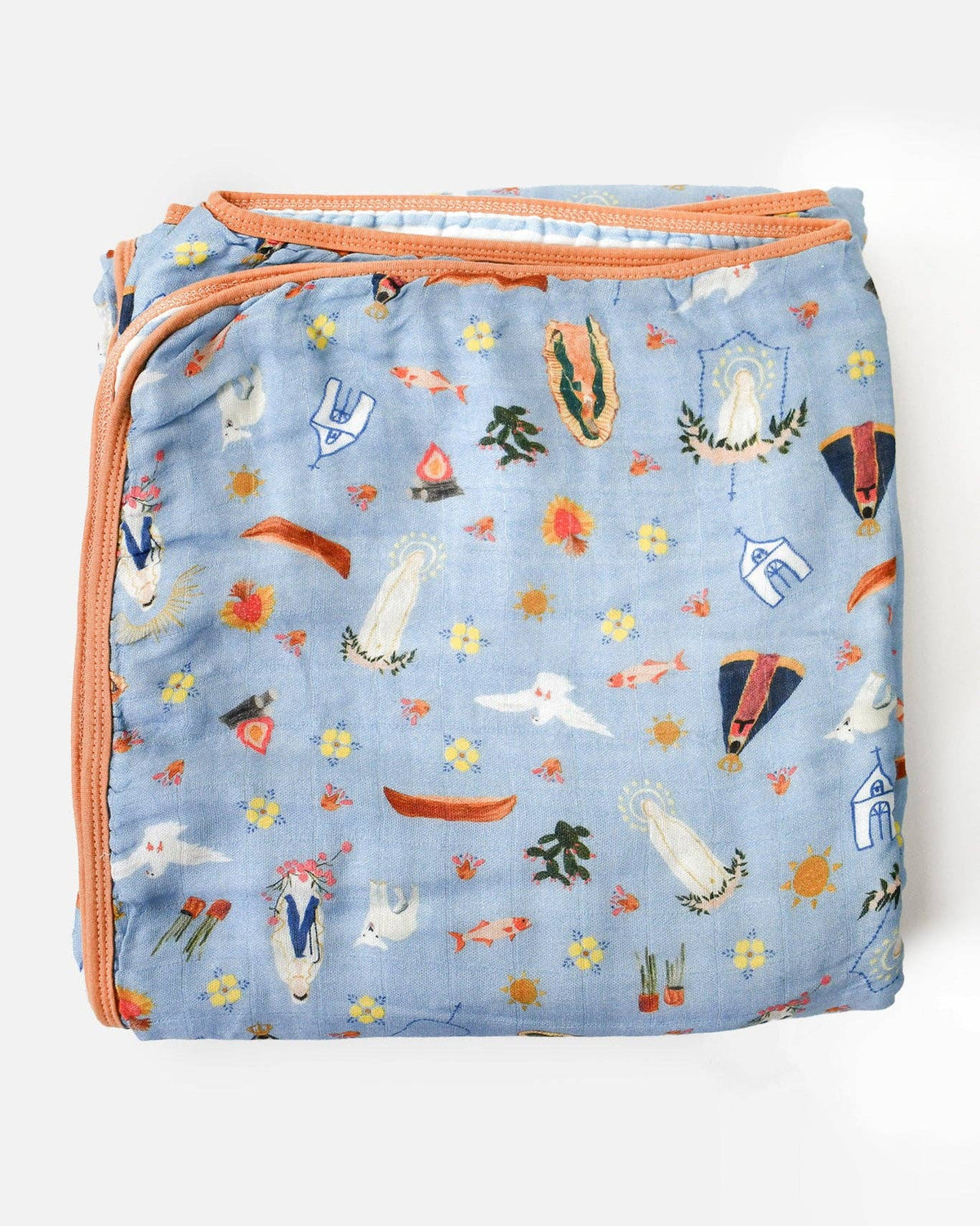Blue Marian Deluxe Muslin Baby Blanket Quilt: Standard