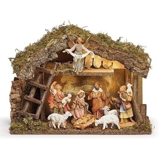 Fontanini 9-Piece Christmas Nativity Figurine Set with Stable 5" Scale