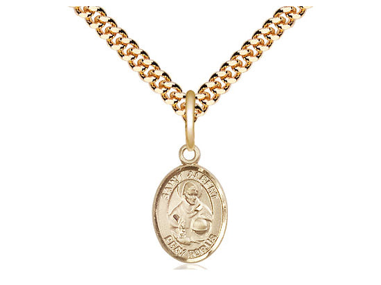 ST Albert llena de oro de 14kt El gran colgante en una cadena de acera pesada de una placa de oro de 24 pulgadas.