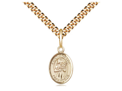 14kt Gold Filled St Agatha Pendant on a 24 inch Gold Plate Heavy Curb Chain