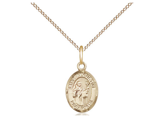 14kt Gold Filled St Augustine Pendant on a 18 inch Gold Filled Light Curb Chain.