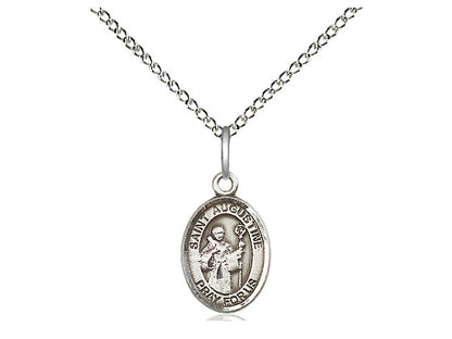 Sterling Silver St Augustine Pendant on a 24 inch Light Rhodium Heavy Curb Chain
