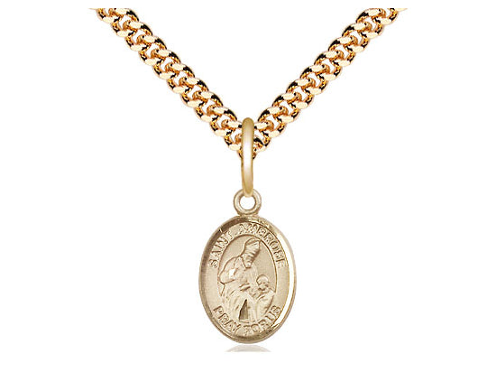 14kt Gold Filled St Ambrose Pendant on a 24 inch Gold Plate Heavy Curb Chain