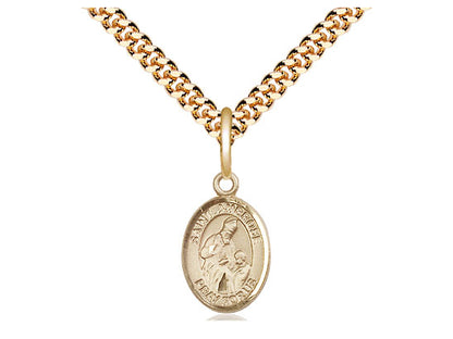 14kt Gold Filled St Ambrose Pendant on a 24 inch Gold Plate Heavy Curb Chain