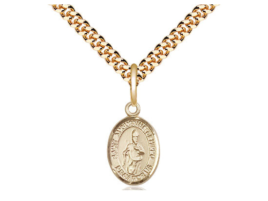 14kt Gold Filled St Augustine of Hippo Pendant on a 24 inch Gold Plate Heavy Curb Chain.