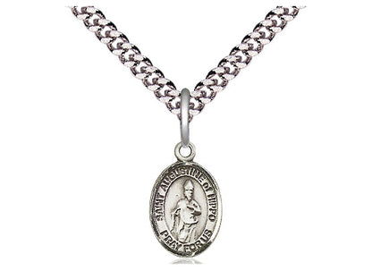 Sterling Silver St Augustine of Hippo Pendant on a 24 inch Light Rhodium Heavy Curb Chain