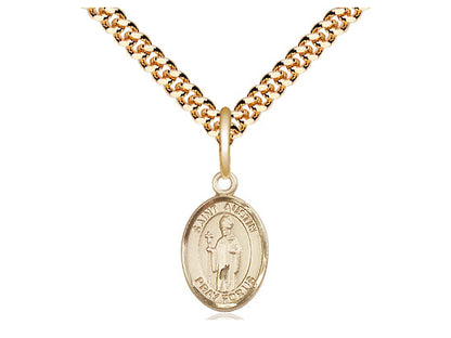 14kt Gold Filled St. Austin Pendant on a 24 inch Gold Plate Heavy Curb Chain