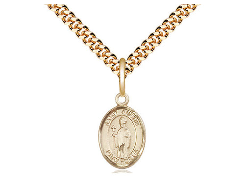 Colgante de ST Austin relleno de oro de 14kt en una placa de oro de 24 pulgadas cadena de acera pesada.