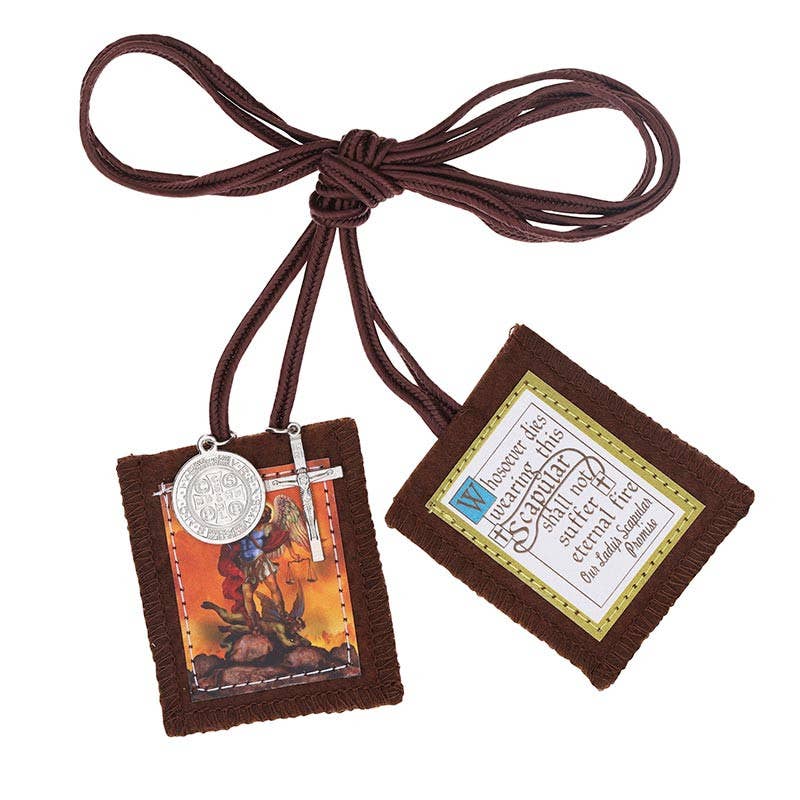 Michael Adams Brown Scapular - Saint Michael: 1" W x 2" H  x 24"L