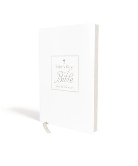 Hardcover Baby’s First New Testament Bible in white with red letter Comfort Print, King James Version by Thomas Nelson