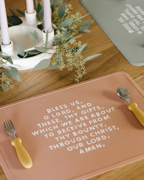 Meal Blessing Silicone Placemat: Cornflower Blue