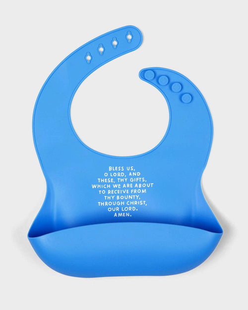 Meal Blessing Silicone Bib: Powder Blue
