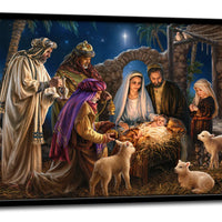 The Nativity Lighted Framed Canvas (14x20) - Unique Catholic Gifts