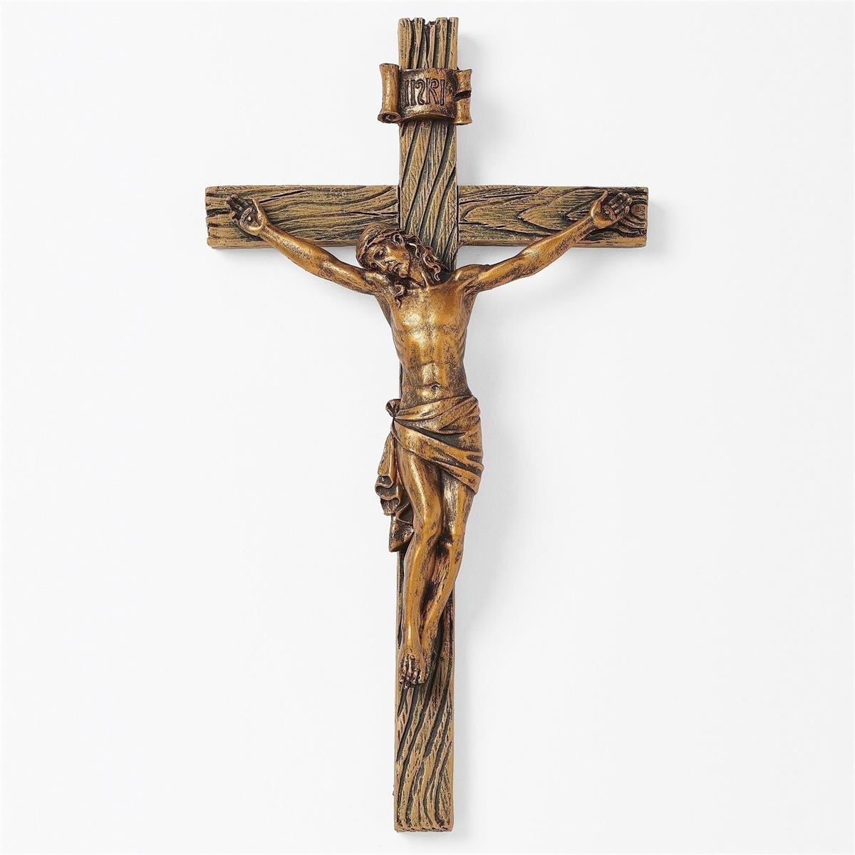 Antique Gold Wall Crucifix  8 1/4"