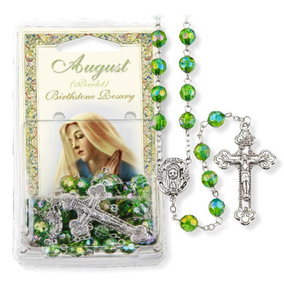 August Peridot Birthstone Rosary 8mm - Unique Catholic Gifts