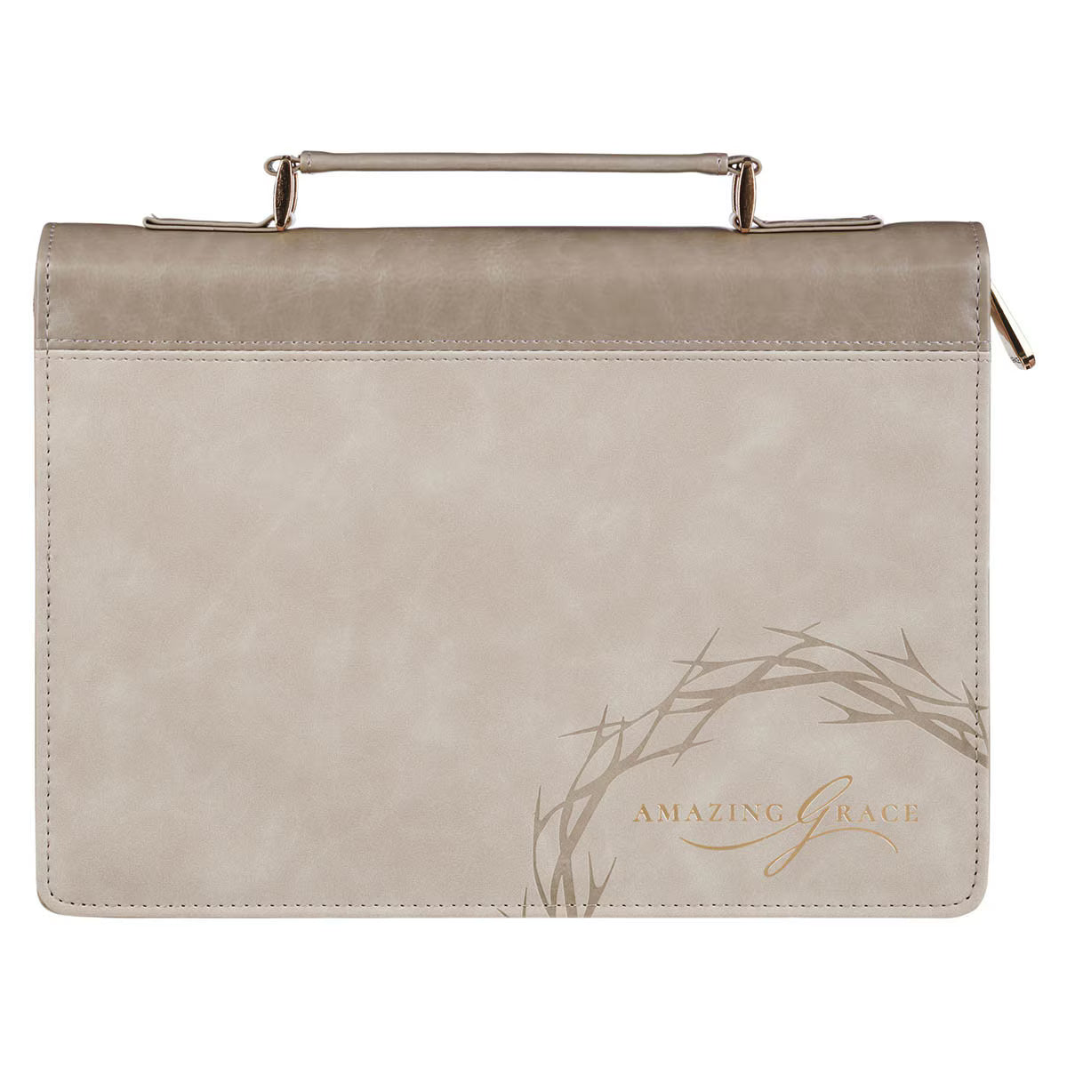 Amazing Grace Taupe Crown of Thorns Faux Leather Fashion Bible Cover - Isaiah 53:5 Large