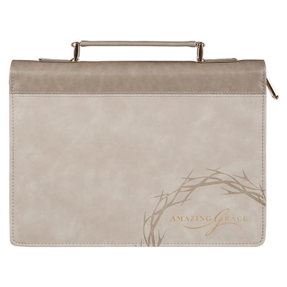 Amazing Grace Taupe Crown of Thorns Faux Leather Fashion Bible Cover - Isaiah 53:5 Large