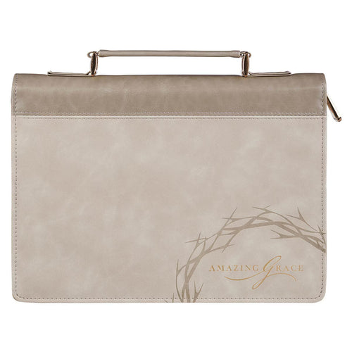 Amazing Grace Taupe Crown of Thorns Faux Leather Fashion Bible Cover - Isaiah 53:5 Medium