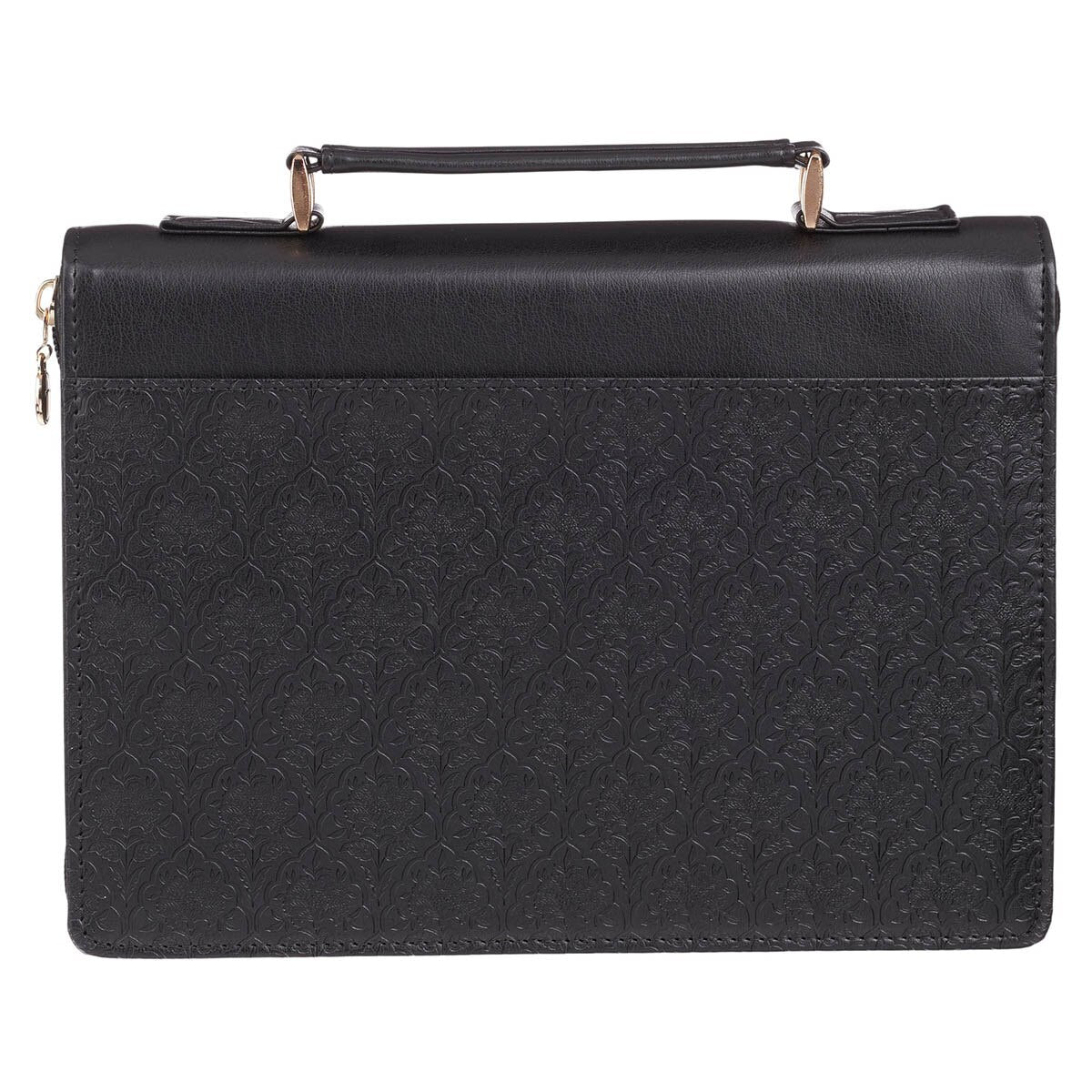 I Know the Plans Black Floral Faux Leather Fashion Bible Cover - Jeremiah 29:11 Medium