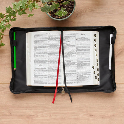 I Know the Plans Black Floral Faux Leather Fashion Bible Cover - Jeremiah 29:11 Medium