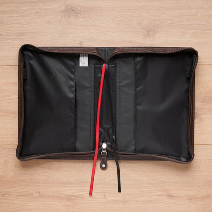 Pursue Righteousness Black and Walnut Brown Faux Leather Classic Bible Cover - 1 Timothy 6:11 Medium