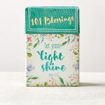 Decorative box of blessings cards with colorful floral design and "Let Your Light Shine" inspirational text on front panel
