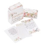 Blush pink box of 50 Prayers to Strengthen Your Faith cards with floral watercolor design on white background