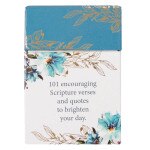 Box of Blessings with 101 Scripture verses and uplifting quotes on blue floral cover to inspire your day