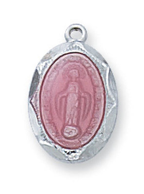 Baby Pink Miraculous Medal with Chain - Unique Catholic Gifts