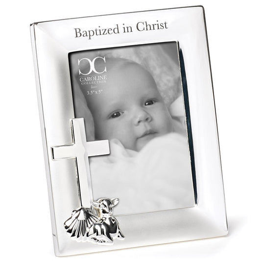Baptism Frame with Cross, Lamb and Shell Decor