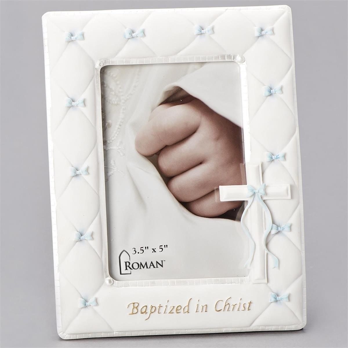 Baptism Picture Frame Blue for a Boy 7"