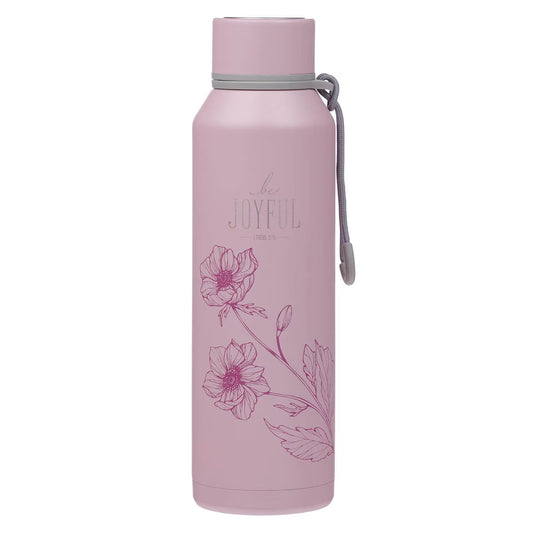 Be Joyful Pink Stainless Steel Water Bottle - 1 Thessalonians 5:16