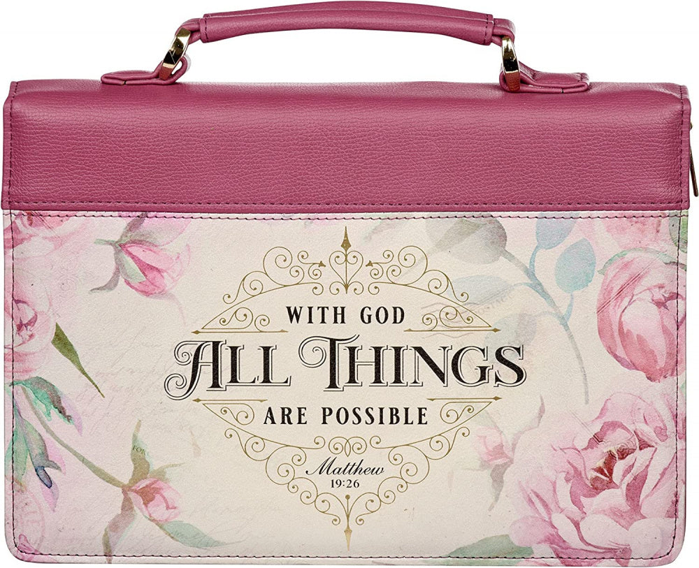Bible Cover: All Things are Possible (Rose) - Unique Catholic Gifts