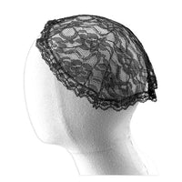 Black Mantilla Cap in Fine Floral Lace Head Covering - Unique Catholic Gifts