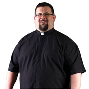 Black Short Sleeve Ample Cut Tab Clergy Shirt - Unique Catholic Gifts