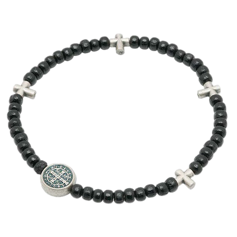 Black St. Benedict Mini-Rosary Bracelet - Unique Catholic Gifts