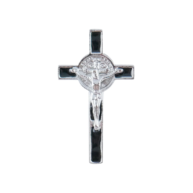 Black St. Benedict Crucifix Lapel Pin 3/4"