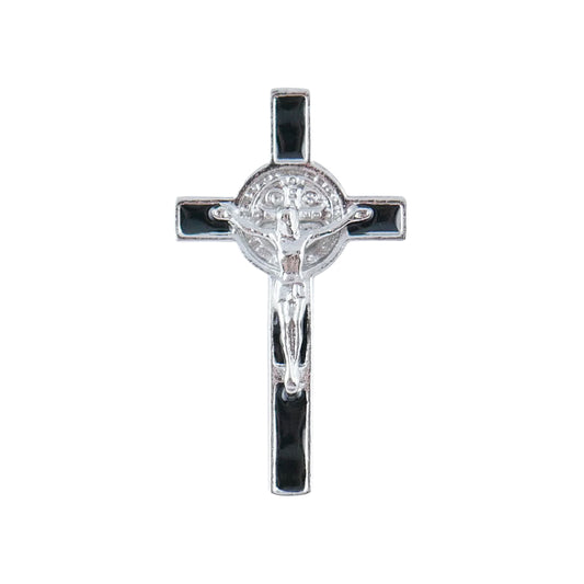 Black St. Benedict Crucifix Lapel Pin 3/4"