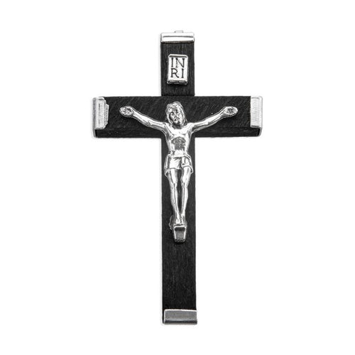 Black Wood Metal Bound Crucifix with Antiqued Silver Corpus2 1/2" (Copy)