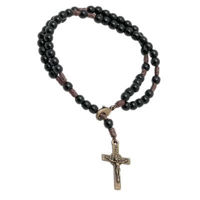 Black Wood Rosary Bracelet 4mm - Unique Catholic Gifts