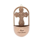 Bless Our Home Cross Holy Water Font (7") - Unique Catholic Gifts