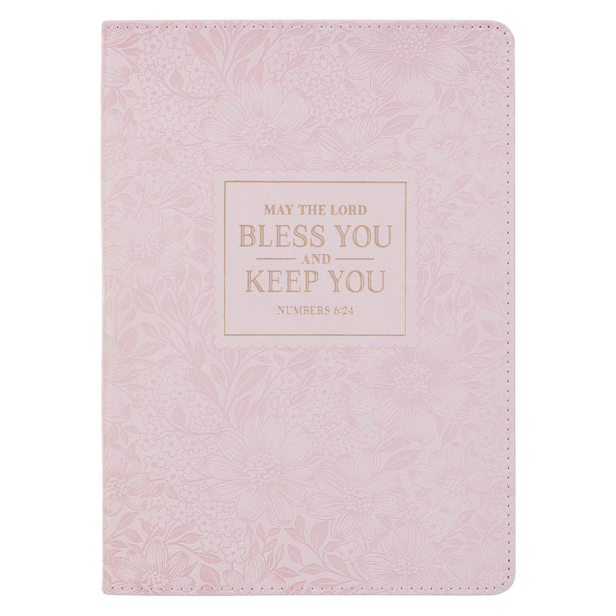 Bless and Keep You Blush Bloom Faux Leather Classic Journal - Numbers 6:24