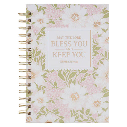 Bless and Keep You Blush Bloom Spiral Journal - Numbers 6:24