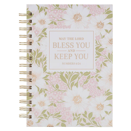 Bless and Keep You Blush Bloom Spiral Journal - Numbers 6:24