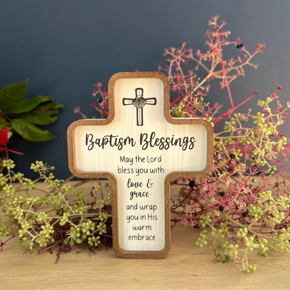 Baptism Blessings Standing Cross 5 1/2"